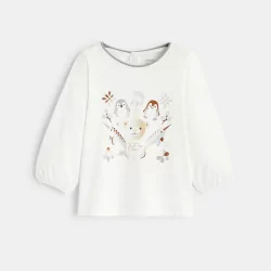 Baby girls' brown animal print T-shirt