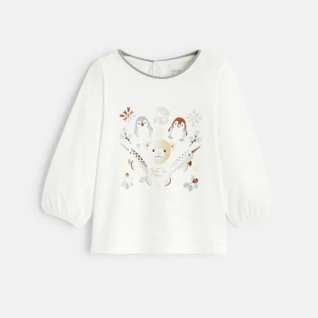 Baby girls' brown animal print T-shirt