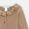 Baby girls' shiny beige knitted cardigan