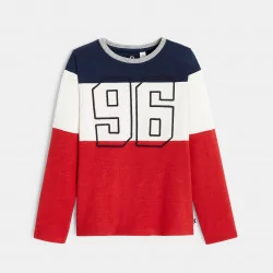 تيشيرت "96" أحمر بأكمام طويلة للأولاد.