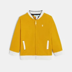 Baby boys' soft yellow fleece campus jacket with zip