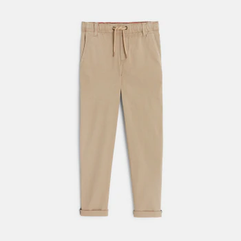 Boys' beige wide-leg pull-on trousers