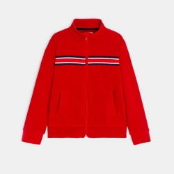 سويت شيرت بياقة عالية وسحّاب، باللون الأحمر للفتيان