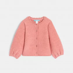 Baby girls' shiny pink knitted cardigan