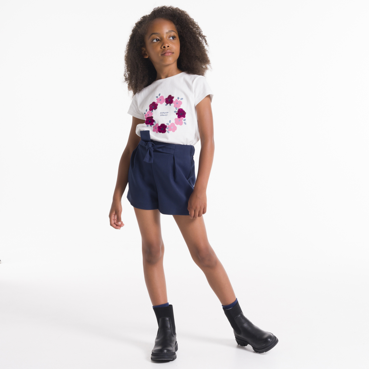 Girl's white floral and sequin t-shirt | United Arab Emirates