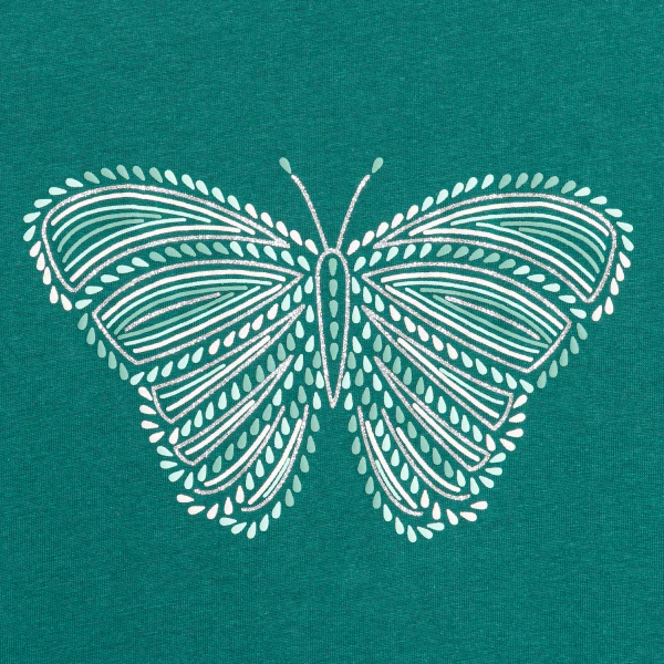 Girls' green sequin butterfly T-shirt