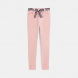 Girls pink velour skinny pants