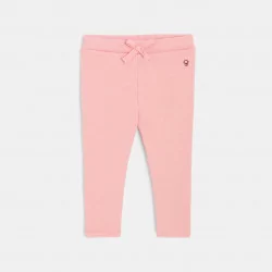 Baby girls' beige soft trousers with elasticated waist
