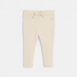 Baby girls' pink soft trousers with elasticated waist