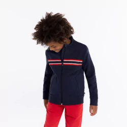 Boys' blue stand-up collar zip-up sweatshirt