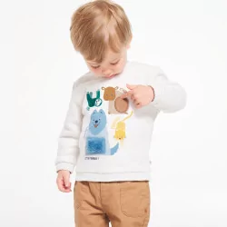 Baby boys' grey animal-themed sensory sweatshirt