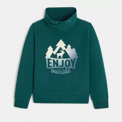 Boys' green sweatshirt with slogan