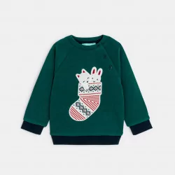 Baby boys green criss-cross fleece sweatshirt
