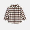 Baby boy brown Sherpa plaid lined overshirt