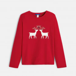 Girls' red reindeer T-shirt