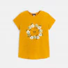 Girl's yellow floral and sequined t-shirt