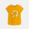 Girl's yellow floral and sequined t-shirt
