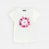 Girl's white floral and sequin t-shirt