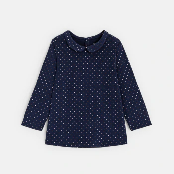 Baby girls' plain Peter Pan collar T-shirt