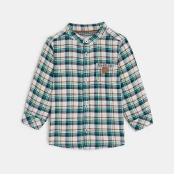 Baby boyu2019s plaid shirt with small collar