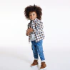 Baby boy brown Sherpa plaid lined overshirt
