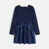 Girl's navy blue bi-material dress