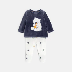 Baby boy's blue bear velvet pyjamas
