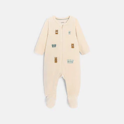 Baby boy's beige corduroy sleepsuit