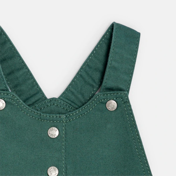 Baby girl's green cotton poplin dungaree dress
