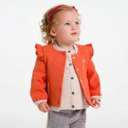 Baby girls' orange ruffle fleece cardigan