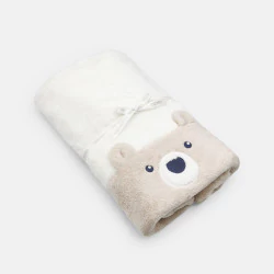 Unisex white bear fleece baby blanket