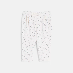 Baby girl's white floral fleece trousers