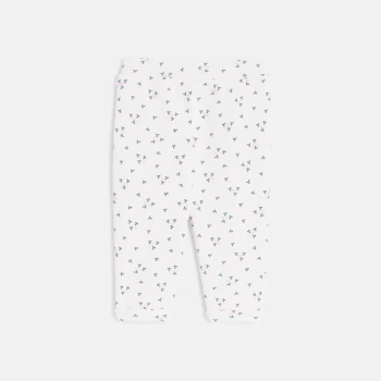 Baby girl's white floral fleece trousers