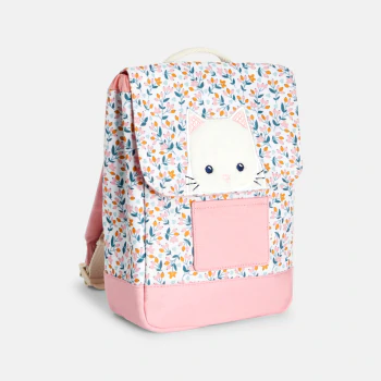Baby girl's pink floral cat backpack
