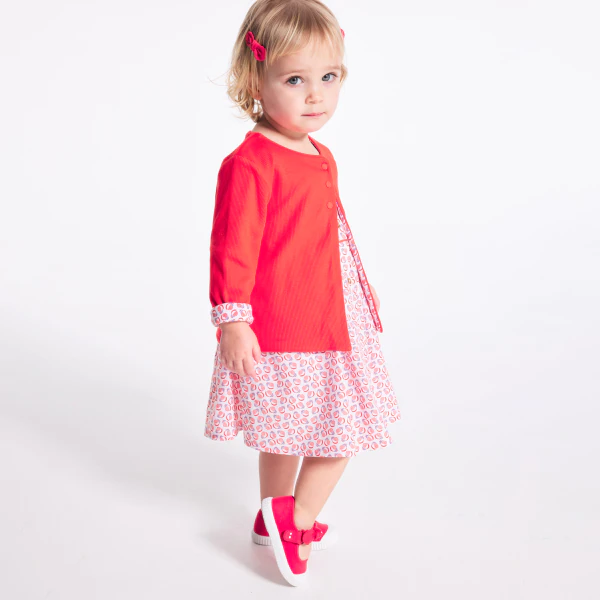 Baby girls' red graphic strappy dress and bloomers