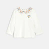 Baby girl's white floral collar T-shirt