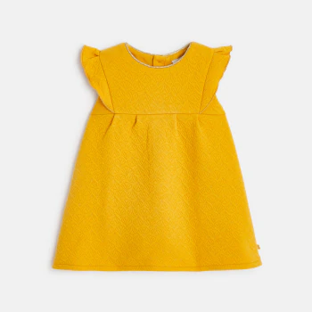 Baby girl's yellow floral textured cotton dress