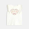 Baby girl's white embroidered T-shirt with ruffle sleeves