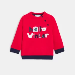 Baby boys red criss-cross fleece sweatshirt