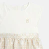 Baby girl's two-fabric shiny party dress with jacquard motifs