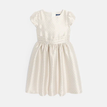 Girl's ecru jacquard dress