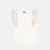 Girl's ecru top with ruffled cap sleeves