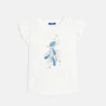 Girl's white peacock print T-shirt