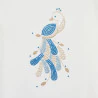 Girl's white peacock print T-shirt
