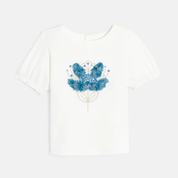 Baby girl's white textured flower T-shirt