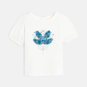 Baby girl's white textured flower T-shirt