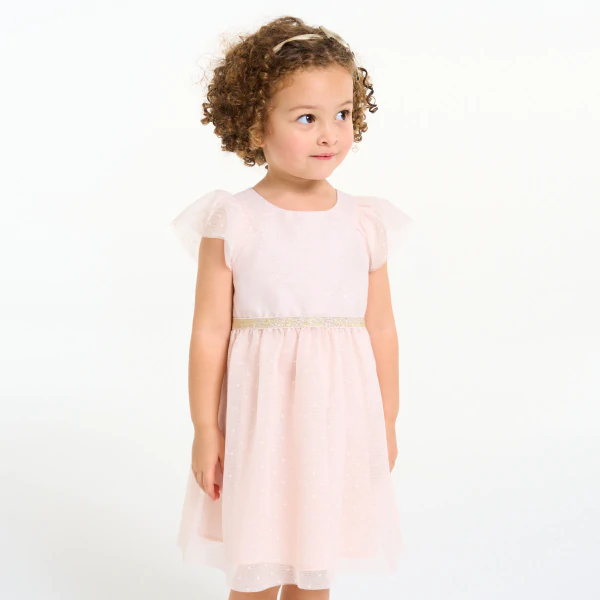 Baby girl's pink shiny party dress