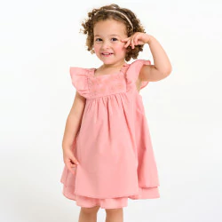 Baby girl's elegant pink floral bib dress