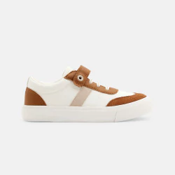 Boy's brown canvas Velcro low-top trainers