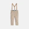 Baby boy's beige adaptable trousers with braces